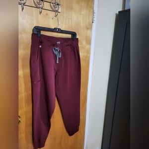FIGS 3 scrubs for sale -  1 Jogger scrub pants & 2 scrub tops Large /Burgundy